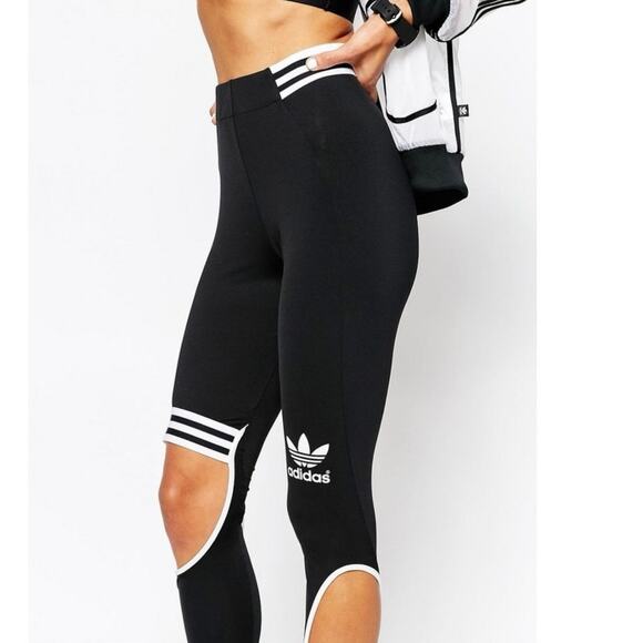 Rare Adidas Originals RITA ORA Trapeze Cutout LEGGINGS Running Pants M Yoga - Picture 1 of 5
